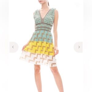 NWT Missoni Geometric Yellow and Blue Mini Dress